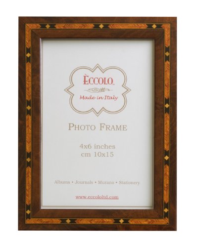 Eccolo Fabricado en Italia marquetería Marco de Madera, marrón con Incrustaciones de Diamante, sostiene una Foto de 5 x 7 Pulgadas Eccolo Fabricado en Italia marquetería Marco de Madera, marrón con Incrustaciones de Diamante, sostiene una Foto de 5 x 7 Pulgadas