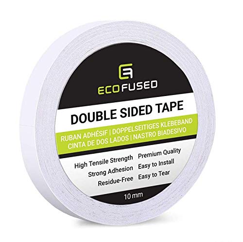 Eco-Fused Cinta Adhesiva Doble Cara Premium – Ancho: 10 mm – Longitud: 50 m – para Manualidades, Bricolaje y Oficina – Rápida y fácil de Usar en Papel, Vidrio, plástico, Madera, Metal y Tela