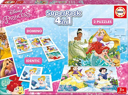 Educa - Superpack juegos Princesas Disney, contiene 2 puzzles, 1 juego de memoria y 1 domino, a partir de 3 años (17198) Educa - Superpack juegos Princesas Disney, contiene 2 puzzles, 1 juego de memoria y 1 domino, a partir de 3 años (17198)