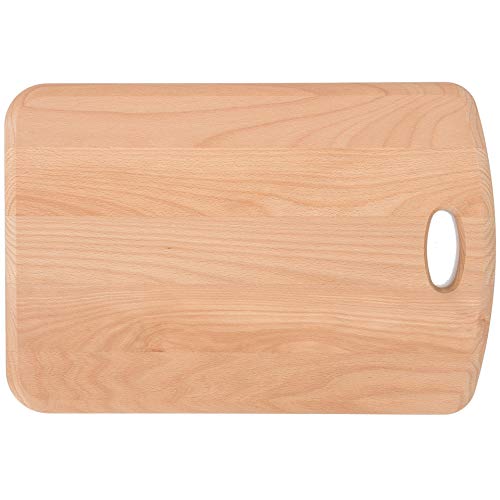 Elegante Tabla de Cortar de Madera de Haya Maciza con Mango Cocina y la Barbacoa como Base de Corte. como Tabla de trinchar, Tabla de Cortar Pan. con Bordes Redondeados 450 x 300 x 20 mm.