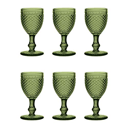 EME Mobiliario Copa de Cristal Tallado Picos en Color Verde Set 6 Unidades EME Mobiliario Copa de Cristal Tallado Picos en Color Verde Set 6 Unidades