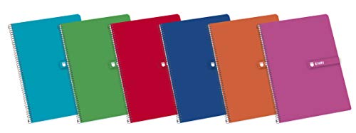Enri 100430081, Cuaderno con cubiertas duras, 80 hojas, Medida A5, Colores surtidos, Paquete de 5