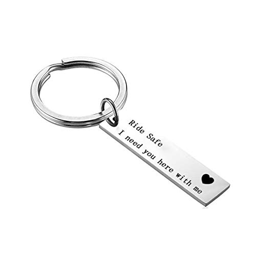 Epinki Acero Inoxidable Llavero Ride Safe I Need You Here with me Plata Llavero 45x10mm Epinki Acero Inoxidable Llavero Ride Safe I Need You Here with me Plata Llavero 45x10mm