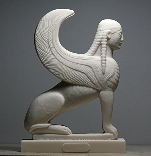Esfinge griego mítico Mujer Cabeza de León Estatua Escultura Figura de alabastro 6,9 ΄ ΄