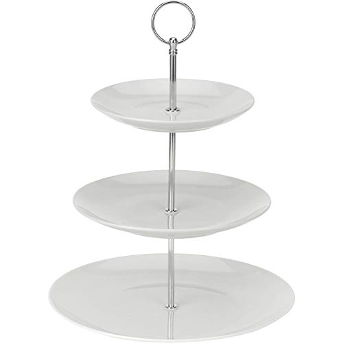 Excellent Houseware No-Brand 628900040 Alrededor Tiered Stand - Tiered Stands (Alrededor, Color Blanco, Porcelana)