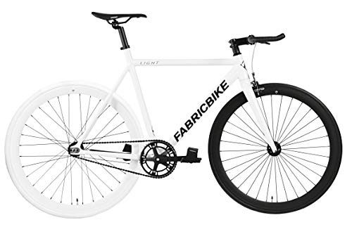 FabricBike Light - Bicicleta Fixed, Fixie, Single Speed, Cuadro y Horquilla Aluminio, Ruedas 28", 4 Colores, 3 Tallas, 9.45 kg Aprox. (Light Fully Glossy White, M-54cm)