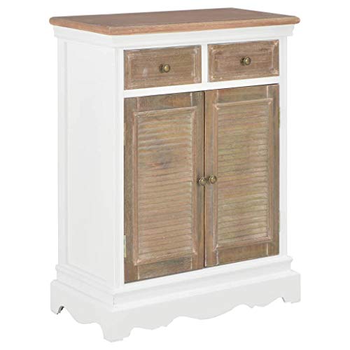 Festnight Aparador con 2 Puertas y 2 Cajones para Salón Dormitorio Cocina Armario Mueble Aparador de Comedor, Madera Maciza Blanco 60x30x80 cm Festnight Aparador con 2 Puertas y 2 Cajones para Salón Dormitorio Cocina Armario Mueble Aparador de Comedor, Madera Maciza Blanco 60x30x80 cm