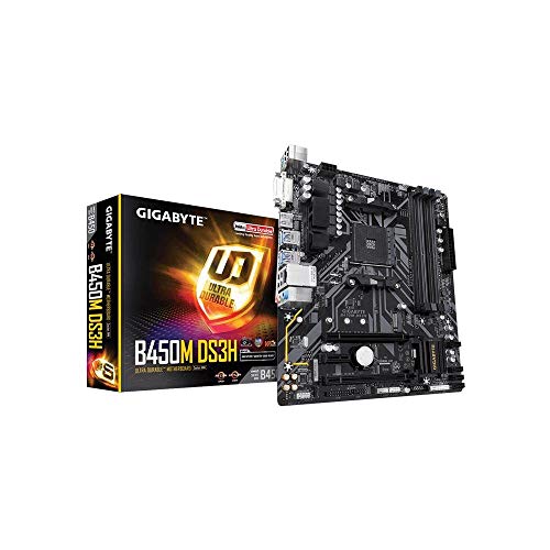 Gigabyte B450M DS3H - Placa Base Ultra Duradera con LAN Realtek GbE con cFosSpeed, PCIe Gen3 x4 M.2, Soporte de Tiras de LED RGB de 7 colores, Resistencia Anti-Azufre, listo para CEC 2019