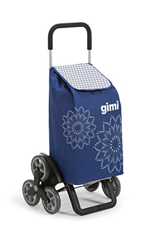 Gimi Tris Carro de la compra, con 6 ruedas, Bolsa impermeable de poliéster, capacidad de 56 litros, Floral Azul, 41 x 51 x 102 cm Gimi Tris Carro de la compra, con 6 ruedas, Bolsa impermeable de poliéster, capacidad de 56 litros, Floral Azul, 41 x 51 x 102 cm