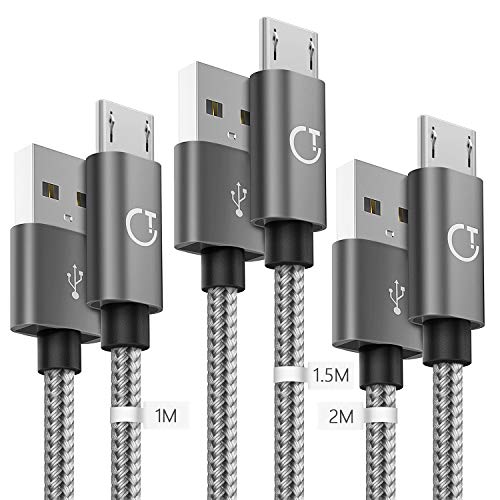 Gritin Cable Micro USB 3 Pack-1M/1.5M/2M,Carga Rápida Trenzado de Nylon Cargador Micro USB para Galaxy, Kindle, Nexus y más Gritin Cable Micro USB 3 Pack-1M/1.5M/2M,Carga Rápida Trenzado de Nylon Cargador Micro USB para Galaxy, Kindle, Nexus y más