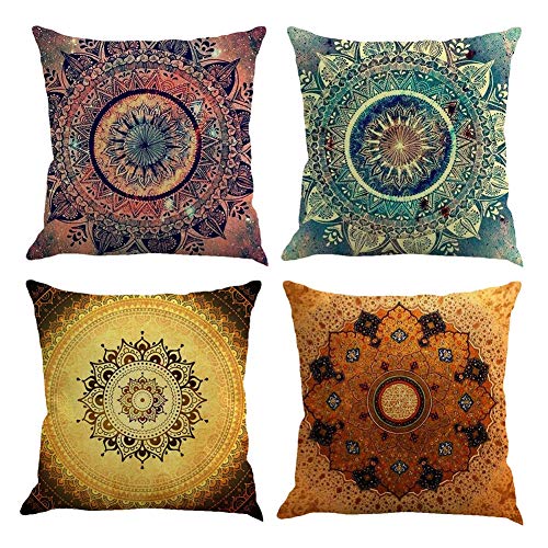 Gspirit 4 Pack Retro Mandala Bohemia Algodón Lino Throw Pillow Case Funda de Almohada para Cojín 45x45 cm Gspirit 4 Pack Retro Mandala Bohemia Algodón Lino Throw Pillow Case Funda de Almohada para Cojín 45x45 cm