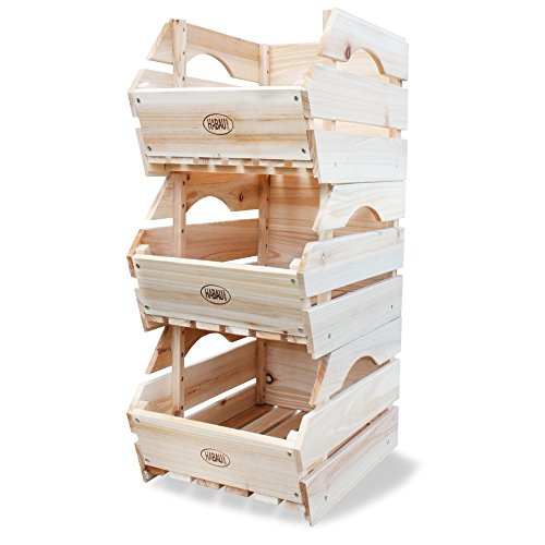 HABAU - Cajas de almacenaje para apilar (Madera, 3 Unidades) HABAU - Cajas de almacenaje para apilar (Madera, 3 Unidades)