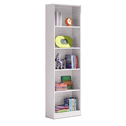 Habitdesign 005422A - Estantería Juvenil Dormitorio 6 baldas, librería Vertical, Modelo I-Joy, Medidas: 180 cm (Alto) x 52 cm (Ancho) x 25 cm (Fondo) (Blanco Artik)