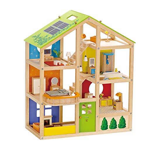 Hape- Casa de muñecas Madera Grande con Muebles (Barrutoys HAP-E3401)