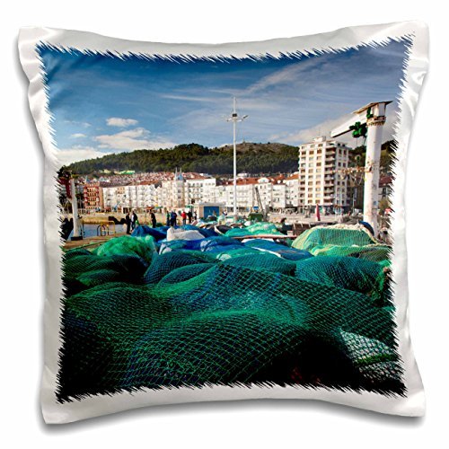 Harbors - Spain, Castro-Urdiales, view of town and harbor 16x16 inch Pillow Case