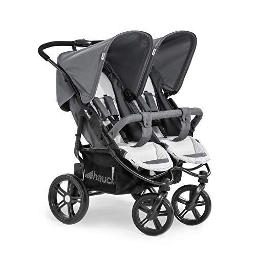 Hauck Roadster Duo SLX - silla gemelar para gemelos y hermanos de 0 meses (combinable con capazo blando) a 30 kg (2x 15kg) ancho 76cm, plegable ultracompactam, Grey Silver (Gris) Hauck Roadster Duo SLX - silla gemelar para gemelos y hermanos de 0 meses (combinable con capazo blando) a 30 kg (2x 15kg) ancho 76cm, plegable ultracompactam, Grey Silver (Gris)