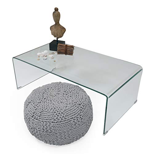 Homely - Mesa de Centro de Cristal Curvado y Templado de una Pieza Murano de 110x60 cm (Cristal Transparente) Homely - Mesa de Centro de Cristal Curvado y Templado de una Pieza Murano de 110x60 cm (Cristal Transparente)