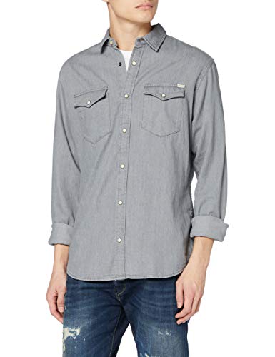 Jack & Jones Jjesheridan Shirt L/s Camisa Vaquera, Gris (Light Grey Denim Fit:Slim), Medium para Hombre