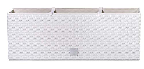 Jardinera Terra Rato de material plástico con maceta interior, color blanco, 60 cm Jardinera Terra Rato de material plástico con maceta interior, color blanco, 60 cm
