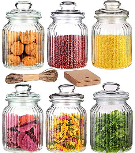 Juego de 6 tarros de cristal grande de 1000 ml, herméticos con junta, para caramelos y alimentos Juego de 6 tarros de cristal grande de 1000 ml, herméticos con junta, para caramelos y alimentos