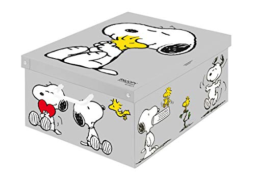 Kanguru Caja de Almacenamiento en cartòn Lavatelli, Snoopy, facil Montaje, Resistente, 39x50x24cm, Grande