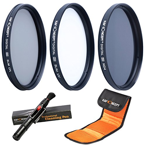 K&F Concept 52MM UV CPL ND4 52MM Filtro Kit UV Protector Polarizador Circular Filtro Densidad Neutra Filtro para Canon Nikon Cámaras + Pluma de Limpieza + Bolsa de Filtro