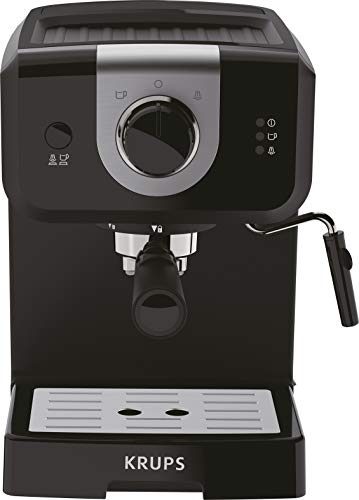 Krups Opio XP320810 - Cafetera, 15 bares de presión, calentador de taza y espumador de leche, control giratorio, negro/plata Krups Opio XP320810 - Cafetera, 15 bares de presión, calentador de taza y espumador de leche, control giratorio, negro/plata