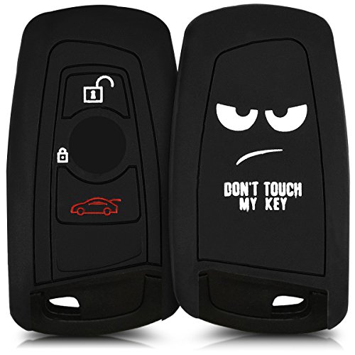 kwmobile Funda compatible con llave con control remoto de 3 botones para coche BMW (solamente Keyless Go) - Carcasa protectora suave de silicona - diseño Don't touch my Key