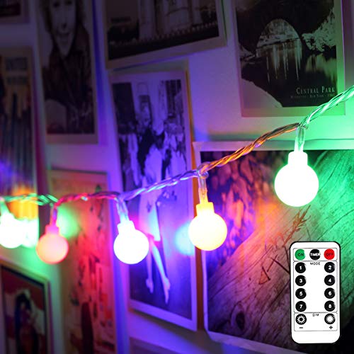 LE 5m 50 LED Guirnalda Luces LED 8 Modos, Cadena de Luces Multi Colores a Pilas, Temporizador, Guirnalda Luces Exterior Resistente al Agua, Decoración de Casa, Cafetería, Jardín, Navidad etc