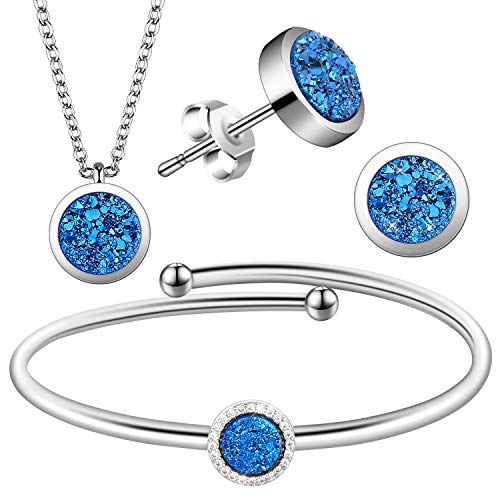 Lictin Juegos de Joyas Mujer -Conjunto de Collares Pulseras Pendientes para Mujer con Joyero para Cumpleaños Navidad San Valentín Regalo de Boda (Azul) Lictin Juegos de Joyas Mujer -Conjunto de Collares Pulseras Pendientes para Mujer con Joyero para Cumpleaños Navidad San Valentín Regalo de Boda (Azul)