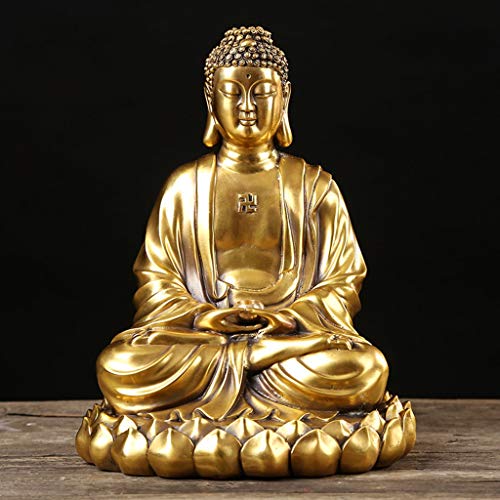 LLKOZZ Estatua De Buda De Cobre Puro, Estatua De Buda Sakyamuni, Transferencia De Casas Adosadas, Mano De Obra For El Hogar, 19 × 17 × 25 Cm