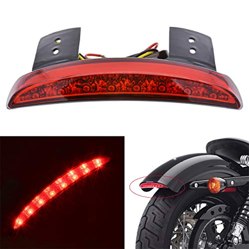 Luz trasera Katur para moto, luz de freno, para el hueco del guardabarros, de cristal templado, con 8 LEDs, roja, para Harley