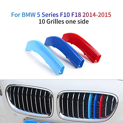 M-Colore Franjas Decorativas para Parrilla Delantera para 5 Series F10 F18 2014-2015 520i 528i 535i 550i xDrive 3 Piezas (10 Varillas)