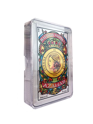 Maestros Naiperos- baraja, española, 50, cartas, estuche de plástico, calidad casino, Color azul o rojo. envío aleatorio (130003068)