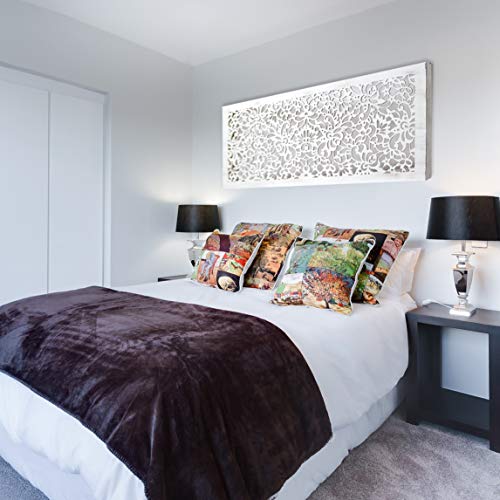 Mandala de Pared Calada, Fabricada artesanalmente en España- Mandala 3D Cuadrada Pintada a Mano- Modelo Mosaico 154 (Blanco Envejecido, 60x150cm) Mandala de Pared Calada, Fabricada artesanalmente en España- Mandala 3D Cuadrada Pintada a Mano- Modelo Mosaico 154 (Blanco Envejecido, 60x150cm)
