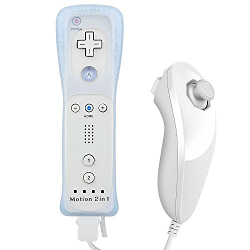 Mando Para Wii u, 2 en 1 Mando Plus con Motion Plus y Nunchunk para Nintendo Wii / Wii U (Opcional a Seis Colores) y Funda de Silicona