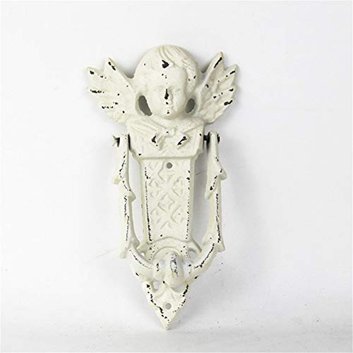 Manija de la puerta Aldaba para casa de campo Patio Patio Adosado Casa señorial Shabby Ángel blanco con ala de hierro fundido Puerta de hierro en bruto Adecuado para la casa de vivienda, edificio de o Manija de la puerta Aldaba para casa de campo Patio Patio Adosado Casa señorial Shabby Ángel blanco con ala de hierro fundido Puerta de hierro en bruto Adecuado para la casa de vivienda, edificio de o