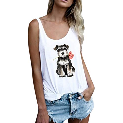 MEIbax Camisetas Mujer Manga sin Top Corto Verano Blusa Mujer Sport Tops Mujer Camisetas Chaleco Mujer,Estampado de Gato,Hombro sin Tirantes,Adecuado con Jeans,Leggings etc.