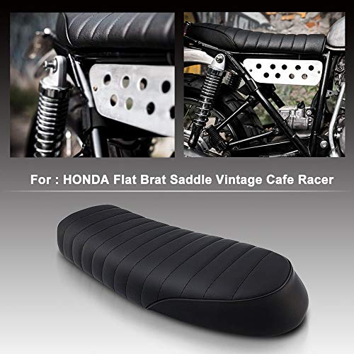 Meiyiu Motocicleta Vintage Saddle Cafe Racer Seat Flat Brat para Honda CB CL Yamaha SR XJ Suzuki GS Negro