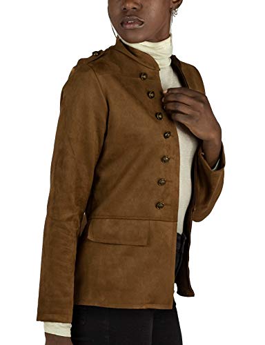 Mer's Style - Chaqueta Cazadora Militar de Ante, Marrón Talla S-38 Mujer Mer's Style - Chaqueta Cazadora Militar de Ante, Marrón Talla S-38 Mujer