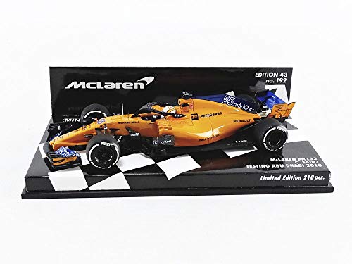 Minichamps 537186455 - Escala 1/43 - Mclaren Renault Mcl33 Carlos Sainz Jr. Testing Abu Dhabi 2018 - Vehículo en Miniatura