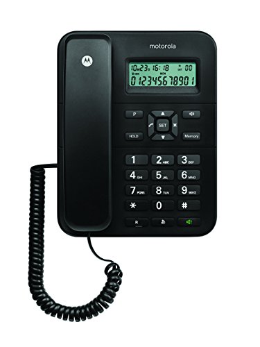 Motorola CT202C - Teléfono fijo analógico (manos libres, capacidad de 30 contactos), negro