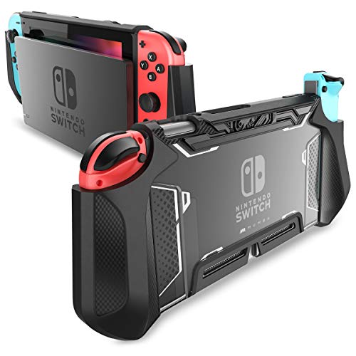 Mumba Funda acoplable para Nintendo Switch, Case Funda Protectora TPU Grip Funda de Agarre Compatible con la Consola de Nintendo Switch y Controlador Joy-con (Negro)