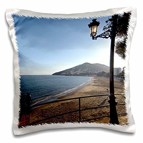 Nano Calvo Ibiza - Main beach of Santa Eulalia del Rio (Santa Eularia des Riu), Ibiza, Spain - 16x16 inch Pillow Case