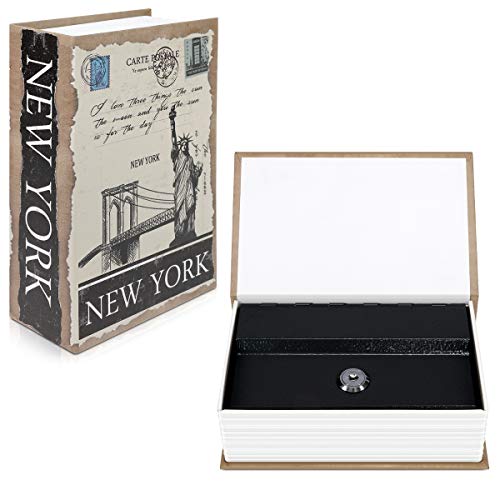 Navaris Caja fuerte con forma de libro - Caja de caudales escondida para guardar dinero joyas relojes - Con diseño de Nueva York y 2 llaves - S Navaris Caja fuerte con forma de libro - Caja de caudales escondida para guardar dinero joyas relojes - Con diseño de Nueva York y 2 llaves - S