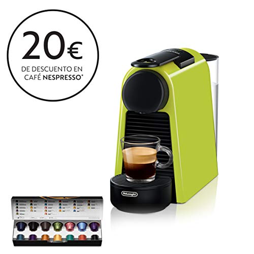 Nespresso De'Longhi Essenza Mini EN85.L - Cafetera monodosis de cápsulas Nespresso, compacta, 19 bares, apagado automático, color lima