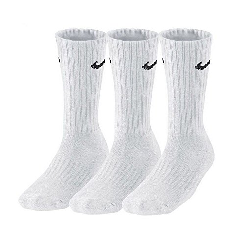 Nike 3Ppk Value Cotton Crew - Calcetines unisex, color blanco/negro, talla L/ 42-46