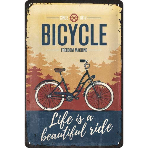 Nostalgic-Art Moto Guzzi logo de cartel de chapa "Life is a beautiful ride", metal, multicolor, 20?x 30?cm