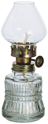 Oberstdorfer Glashütte Lampara Estilo Antiguo de Cristal Transparente lámpara de petróleo con Laton Adornado Soporte para Mecha soplado de Colores Altura Aprox. 14,5 cm para echa Ronde de 3 mm
