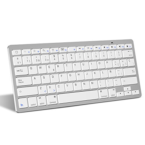 OMOTON Bluetooth Teclado Español Ultra-Delgado Mini para iPhone/iPad Air/iPad Pro/iPad Mini y Todas Sistemas de iOS, No se Adapta a Macbook (Blanco) OMOTON Bluetooth Teclado Español Ultra-Delgado Mini para iPhone/iPad Air/iPad Pro/iPad Mini y Todas Sistemas de iOS, No se Adapta a Macbook (Blanco)